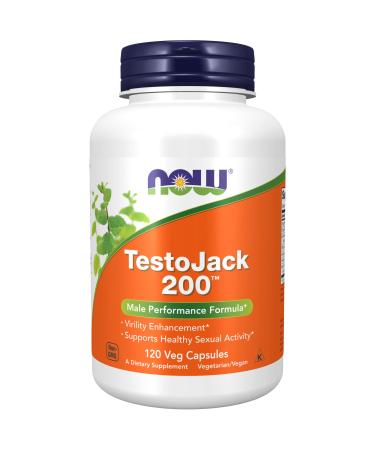 NOW Supplements, TestoJack 200 with Tongkat Ali, Tribulus, Maca and Horny Goat Weed, 120 Veg Capsules 120 Count (Pack of 1)
