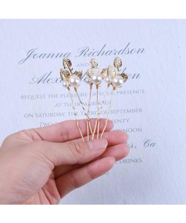 Inilbran Pearl Wedding Hairpins Vintage Pearl Leaf Hair Pins Clip Gold Pearl Hair Pin Barrette Leaf Pearl Bride Hairpiece Decorative Hair Accessories for Women and Girls Hair Headdress(Style A) - Buy Online on GoSupps.com