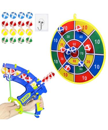 WGL&HJ 29inch Dart Board,1 Sticky Balls Bow and Arrow Launcher,20 Sticky Balls,Toys Gifts for Boys & Girls,Indoor Outdoor Party Sports Play Games Multicolor