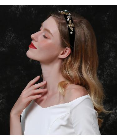 LUKSKISS Handmade Rhinestone Velvet Padded Headband for Women - Luxury Vintage Princess Style - Buy Online on GoSupps.com