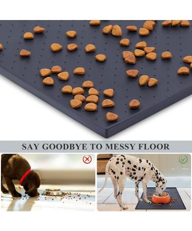 Vivaglory Waterproof Non-Slip Pet Food Mat 24x16 - Anti-Mess Raised Edge Dog Bowl Mat - Food Grade Silicone - Black - Buy Online on GoSupps.com