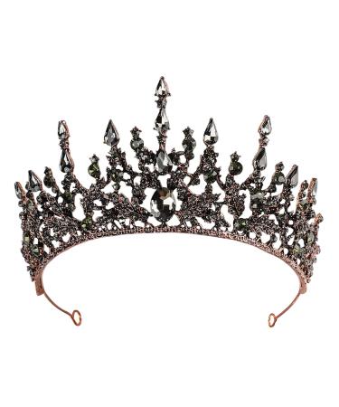 DOYOU Crowns for Women - Black Gothic Crowns for Girls - Vintage Baroque Queen Tiara for Wedding Pageant Prom Headpieces
