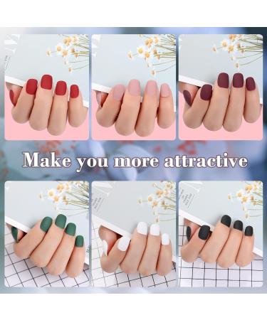 144 Pcs Matte Fake Nails Set - Short French Full Cover Press-On Nail Tips for Women | Adhesive Tabs & Nail File Included - Buy Online on GoSupps.com