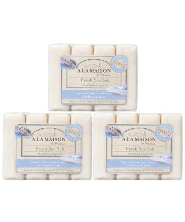 A LA MAISON Fresh Sea Salt Bar Soap - Triple French Milled Natural Moisturizing Hand Soap Bar (12 Bars of Soap  3.5 oz)