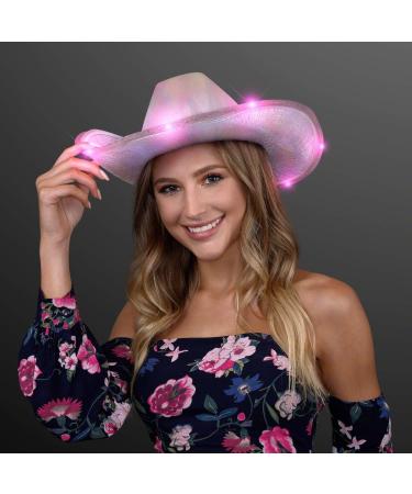 Light Up Iridescent Pink Space Cowgirl Hat with Pink LEDs - Buy Online on GoSupps.com