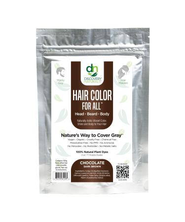 Discovery Naturals - Chocolate Dark Brown Natural Henna Hair Color For Men & Women  100% Natural & Chemical-Free Dye for Hair & Beard  Easy To Use & Blends Well In Hair