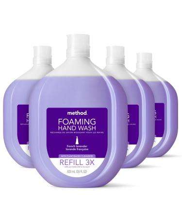Method Foaming Hand Soap Refill, French Lavender, Recyclable Bottle, 28 oz, 4 pack Lavender 28 Fl Oz (Pack of 4)