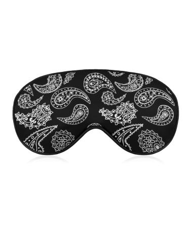 Black and White Paisley Sleep Mask for Women Adjustable Sleeping Eye Shades Cover with Elastic Strap