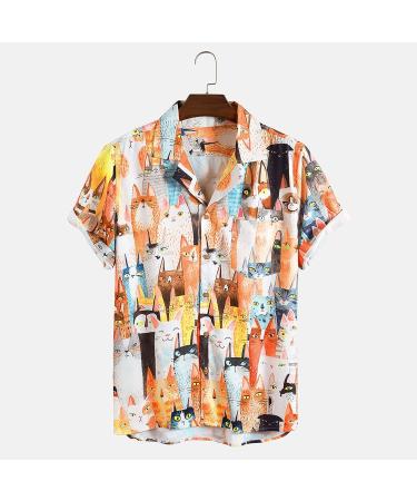 Photno Men's Floral Hawaiian Shirt - Short Sleeve Beach Tee, Yellow - Plus-Size Large - Buy Online on GoSupps.com