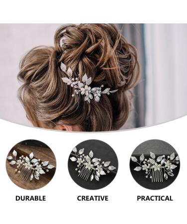 ifundom bridal hair accessories Flower Hair Comb hairbrush for women Floral Hair Clips Bridal Comb Barrette proms hair comb Handmade Bridal Hair Comb diamond Zinc alloy leaf banquet - Buy Online on GoSupps.com