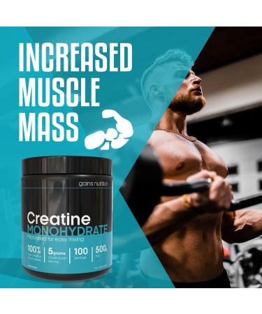 GN Creatine Powder | 500g Creatine Monohydrate Powder - 5g High Strength Creatine per Serving | Unflavoured Filler Free Creatine Monohydrate | Non-GMO & Gluten Free 100 Servings - Buy Online on GoSupps.com