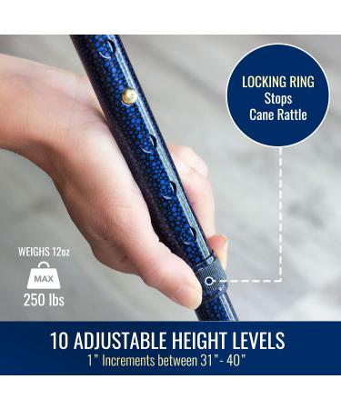 DMI Designer Folding Cane - Adjustable, Ergonomic Wood Handle, FSA/HSA Eligible - Blue Ice - Buy Online on GoSupps.com