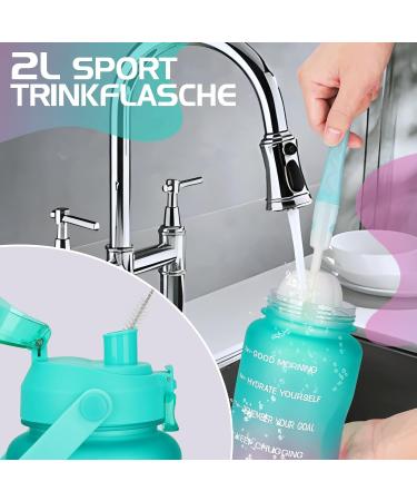 Buy Codicile 2L BPA-Free Drinking Bottle with Straw & Time Marking - Leak-Proof Fitness Hydration Bottle in Green & Pink for Yoga Running & More - Buy Online on GoSupps.com