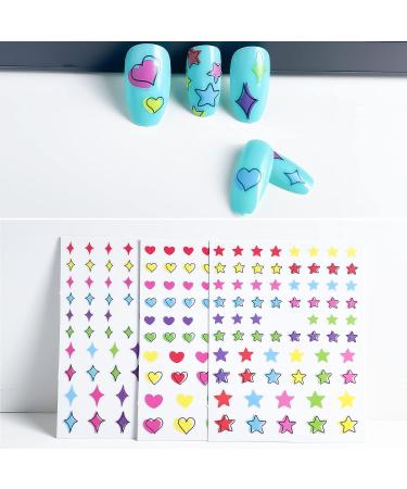 Star Flower Heart Nail Stickers - Self Adhesive Colorful Decals for DIY Nail Art - Women and Girls Nail Decor (6 Sheets) - Buy Online on GoSupps.com
