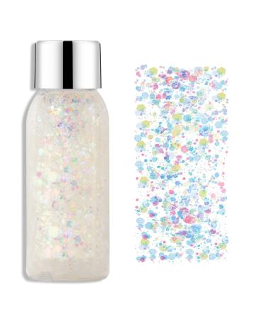 MIELIKKI Glitter Gel for Face & Body  Self-Adhesive Sequins Glitter Face Paint  Sparkling Holographic Chunky Body Glitter  DIY at Home  Perfect for Party  Rave Festival  02 02