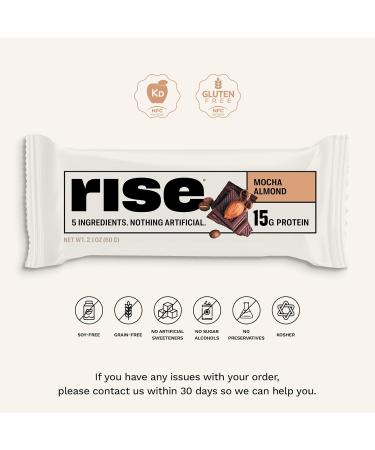 Rise Whey Protein Bars - Mocha Almond | 15g Protein Breakfast & Snack | Gluten-Free Soy-Free 4g Fiber 5 Whole Food Ingredients - Buy Online on GoSupps.com