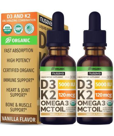 NUSAVA Vitamin B12 Liquid Drops Bundle, Strawberry Flavored D3 K2, & Vanilla Flavored D3 K2 - Potent Liquid Vitamins for Heart, Energy, Brain & Immune Support - Non-GMO, Gluten-Free, 2pk Each - Buy Online on GoSupps.com