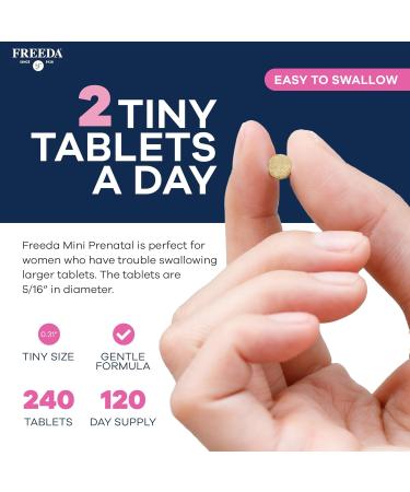 FREEDA Mini Prenatal Vitamin - Kosher Prenatals -Tiny Easy to Swallow Tablets - Prenatal Vitamins with Iron Prenatal Folic Acid/Folate Vitamin D - Pre Natal Multivitamin for Pregnant Women (240) 250 Count (Pack of 1) - Buy Online on GoSupps.com