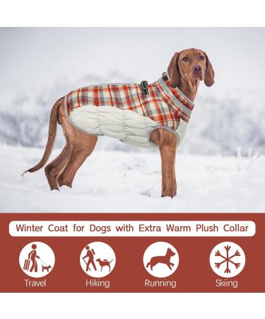 Kuoser Warm Dog Jacket - Reflective Windproof Winter Coat for Small & Large Dogs - Fashionable Red Coat with Dishes - Buy Online on GoSupps.com