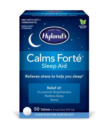 Hyland's Calms Forte' Sleep Aid Tablets, Natural Relief of Nervous Tension and Occasional Sleeplessness, 50 Count 50 Count (Pack of 1)