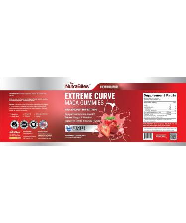 NutraBites Extreme Curve Maca Gummies - Natural Body Shaping & Hormonal Balance - 7500mg Complex with Fenugreek Dong Quai & Tribulus - Supports Mood Energy & Vitality - Vegan Strawberry (60 Count) - Buy Online on GoSupps.com