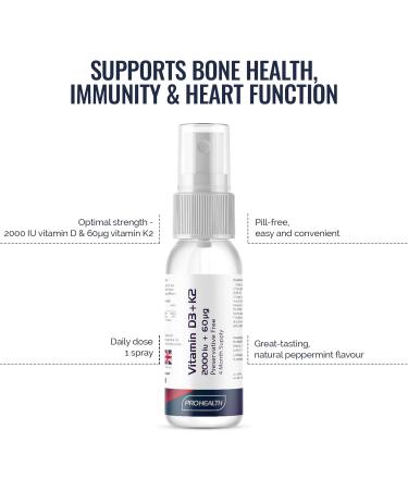 ProHealth Vitamin D3 2000 IU + K2 60 g Spray 4-Month Supply 2 000 IU D3 + K2 Spray - 4 Month Supply - Buy Online on GoSupps.com