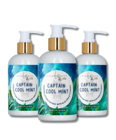 Lather Green Kids Body Lotion Plant Based Gentle Moisturizer with Shea Butter Safe for Sensitive Skin Captain Cool Mist 3 Pack (8 oz Each)