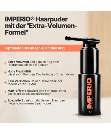Imperio Hair Powder | Volume Styling & Fixing for Women & Men | Premium Matt Effect (40ml) - Buy Online on GoSupps.com