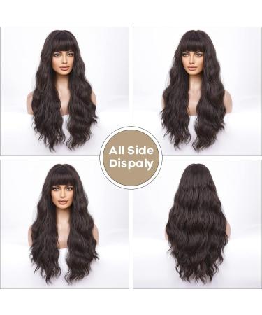 HAIRCUBE Black Long Curly Wig with Bangs - Heat Resistant Synthetic Wigs for Women, Perfect for Daily & Party Use - Buy Online on GoSupps.com