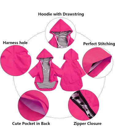 Minezi Pink XXL Hundred Coat - Reflective Buttons & Zippers Wind & Rainproof Adjustable Cord Removable Hood - Buy Online on GoSupps.com