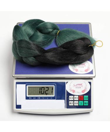 Showjarlly Jumbo Braid Art Hair Extensions - 24-Inch Ombre KanCalon Braids for Crochet & Box Braids (5 Pack) - Black/Dark Green - Buy Online on GoSupps.com