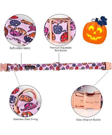 Shop Aring Pet Halloween Dog Collar - Sweet Pink Pumpkin Design X-Small Cotton with Metal Buckle - Perfect for Your Pup's Halloween Dress-Up! - Buy Online on GoSupps.com