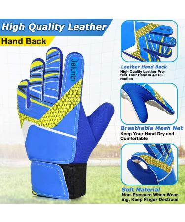 Jalunth Junior Goalkeeper Gloves for Kids Non-Slip Latex Blue-Yellow Perfect for Training & Matches - Buy Online on GoSupps.com