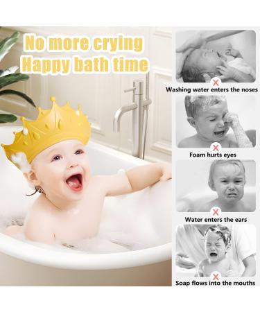 Baby Shower Cap Bathing Cap Kids Ear Protective Caps Soft Silicone Adjustable Waterproof Crown Shape Bath Visor Hat Safe Shampoo Shower Bathing Protection Bath Cap Washing Hair for Prevent Water and Foam into Eyes Ears Face for Toddler Baby Kids Children  - Buy Online on GoSupps.com