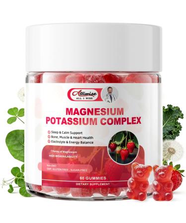 7-in-1 Magnesium Complex Supplement, Potassium Magnesium Gummies with Green Tea Exact, Vitamins D3, K2, C & B6 Sleep, Muscle, Bone & Electrolyte Support Sugar-Free, Vegan, 60 Gummies 60 Count (Pack of 1)