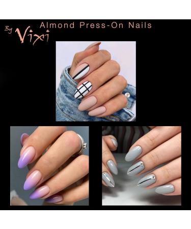 BY VIXI 600 Medium Almond Nails - Full Coverage 10 Sizes Includes Preparation File | Perfect for Professionals & Home Use - Buy Online on GoSupps.com
