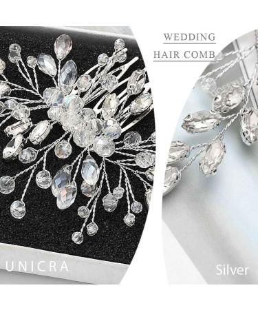 Unicra Bride Wedding Hair Comb Crystal Hair Accessories Bridal Flower Hair Pieces for Women and Girls (Silver) - Buy Online on GoSupps.com