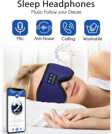 LC-dolida Sleep Mask with Bluetooth Headphones - 3D Sleeping Headphones for Side Sleepers - Elegant Blue - Buy Online on GoSupps.com