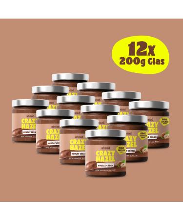 Buy Ahead Crazy Hazel Sugar-Free Hazelnut Cream | 12 x 200g Delicious Chocolate Spread | 80% Less Sugar Palm Oil-Free Gluten-Free & Vegetarian | Low-Sugar Chocolate-Hazelnut Spread 2.4 kg - Buy Online on GoSupps.com