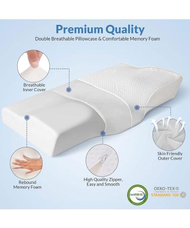 XTX Cervical Memory Foam Pillow: Orthopedic Support for Neck and Shoulder Pain Relief - CertiPUR-US Certified - 23.6 x 13.4 x 4.2 - Ideal for Side, Back, and Stomach Sleepers - Buy Online on GoSupps.com