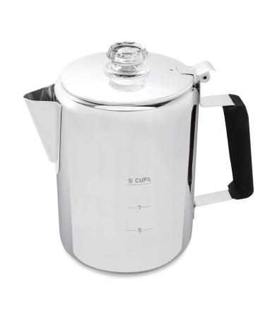Frog Warrior Camping Coffee Pot - Our 9 Cup Camping Coffee Percolator Works Great On Cabin And RV Kitchen Stovetop Too - Enjoy The Full Rich Taste Of Outdoor Camp Coffee