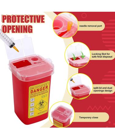 20 Pcs 1 Quart Flip Top Sharps Container - Small Portable Disposal Bin for Tattoo Parlors, Office, Barbershop, Home & Travel - Red, 6x4x3 - Buy Online on GoSupps.com