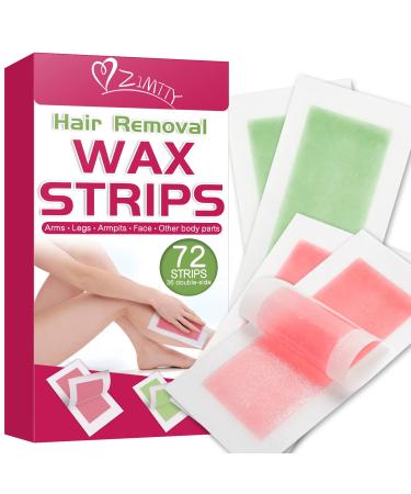 Zimtty Wax Strips 72 Counts Wax Strips for Hair Removal Body Waxing Strips Waxing Kit for Women & Men At Home Hair Removal Wax Strips for Arms Armpit Legs Face Underarms and Bikini Area Bikini Wax Strips Waxing...