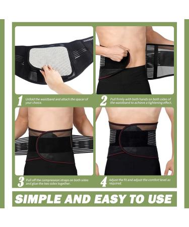 Adjustable Breathable Back Bandage & Waist Support | Mesh Lumbar Decompression Belt for Men & Women - Removable Upholstery Wicking & Comfort (Size M Black) - Buy Online on GoSupps.com