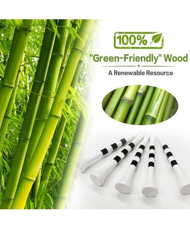 FINGER TEN Golf Tees Wooden Bamboo 3 1/4 & 2 3/4 Inch Durable Biodegradable Colored Tee Pack - 120 Count - White & Black - Buy Online on GoSupps.com