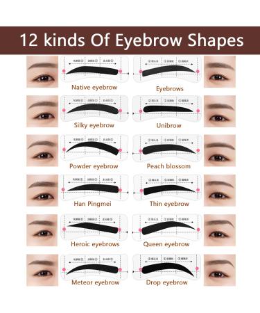 12 Shapes Eyebrow Stencil Set - 48 Pairs Reusable Eyebrow Ruler & Template for Women and Girls - Grooming Tool - Buy Online on GoSupps.com