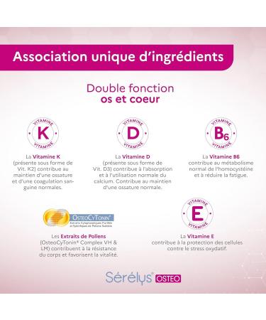 Serelys Osteo - Bone Capital Food Supplement - Bone Support and Normal Coagulation - Vitamins K D B6 E - Patented Product - Vegetable Capsules - Buy Online on GoSupps.com