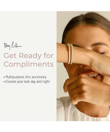 By Lilla Disc Ponytails Hair Ties and Bracelets Set - Rose Starfish/Gold - No Crease Hair Ties for Women - Buy Online on GoSupps.com