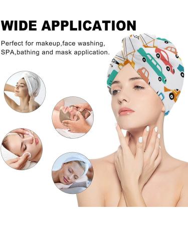 Cartoon Cars Microfiber Hair Towel Wrap for Women - Super Absorbent 10"x26" Hair Turban with Button - Buy Online on GoSupps.com