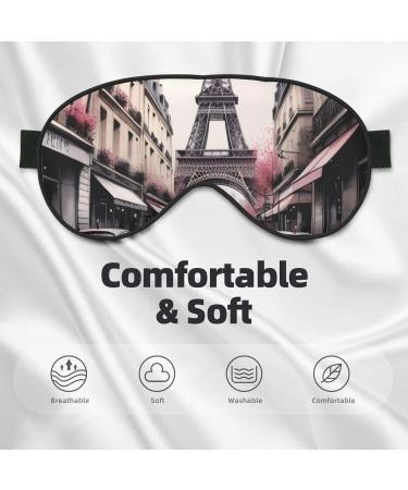 Soft Paris Street Eiffel Tower Floral Eye Mask - Adjustable Breathable Light Blocking Double-Sided Sleep Mask - Buy Online on GoSupps.com